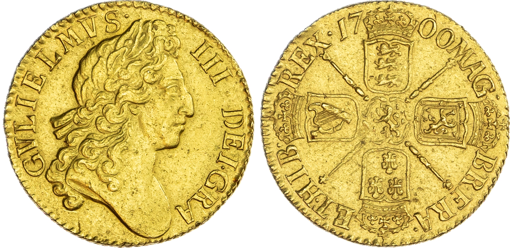 William III (1694‑1702), AV Guinea 1700.