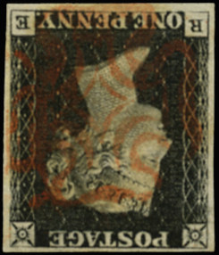 GB 1840  SG2wi Pl.1b Penny Black - Wmk. Inverted