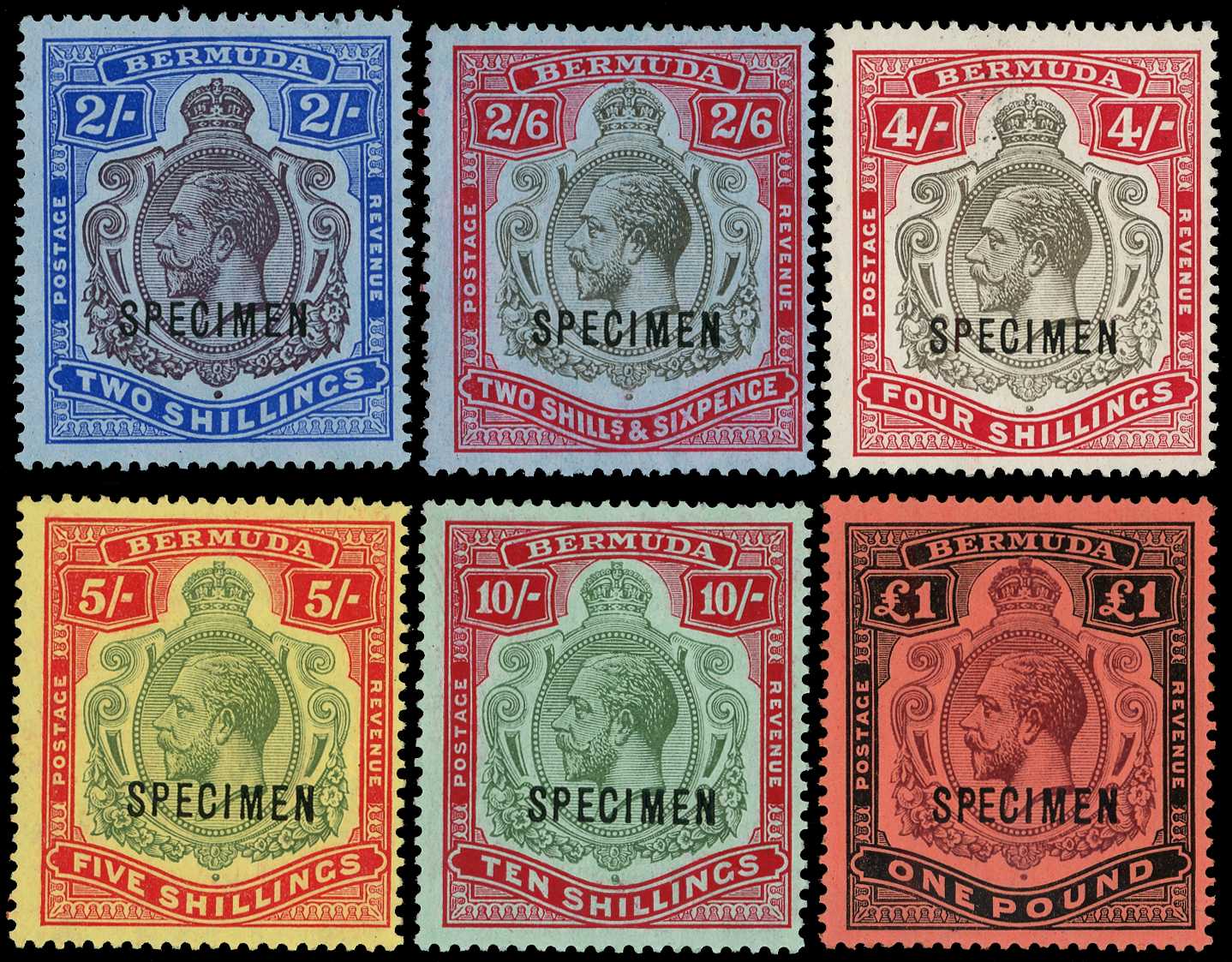 1918-22 Keyplate set of 6 to £1, opt...