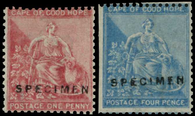 1864-77 1d rose-red and 4d pale blue, wmk...
