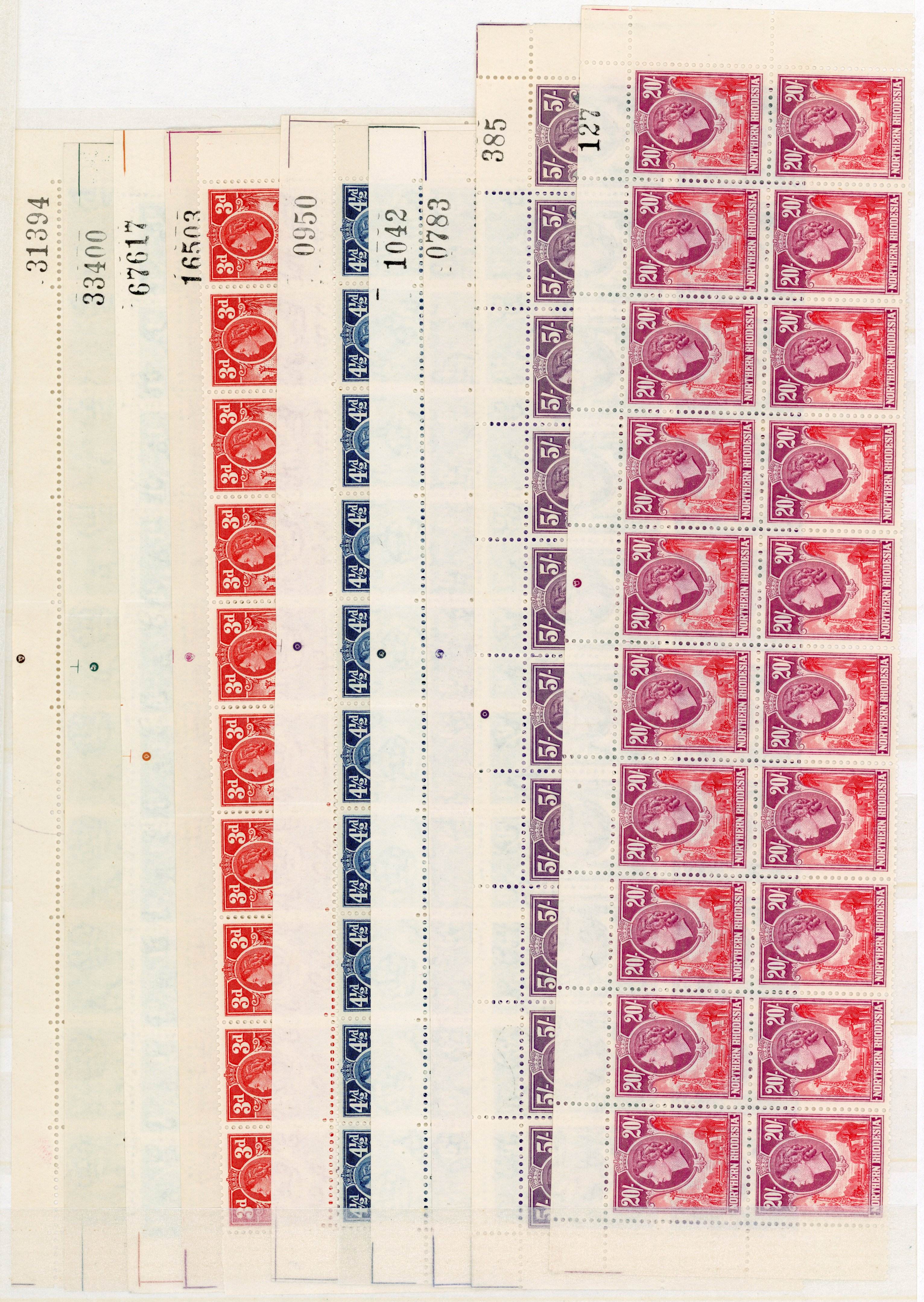 Northern Rhodesia SG 61-74 multiples mint