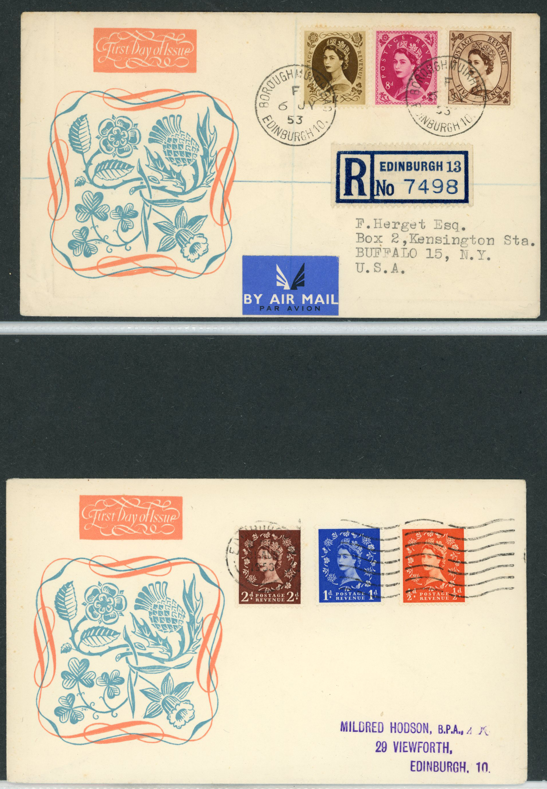 FIRST DAY COVERS: 1952-54 Tudor Crown...