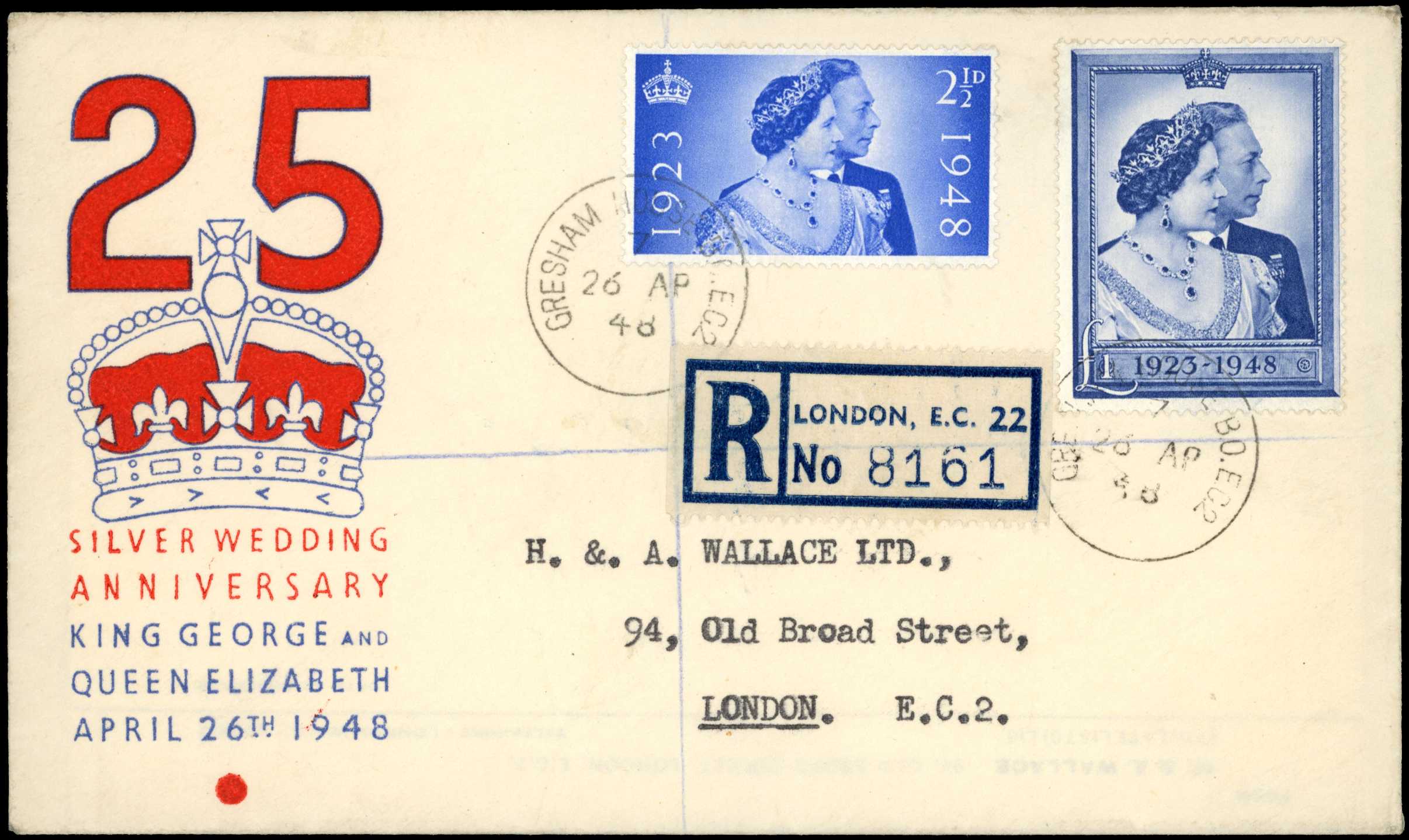 1948 (26 Apr) Royal Silver Wedding 2½d and...