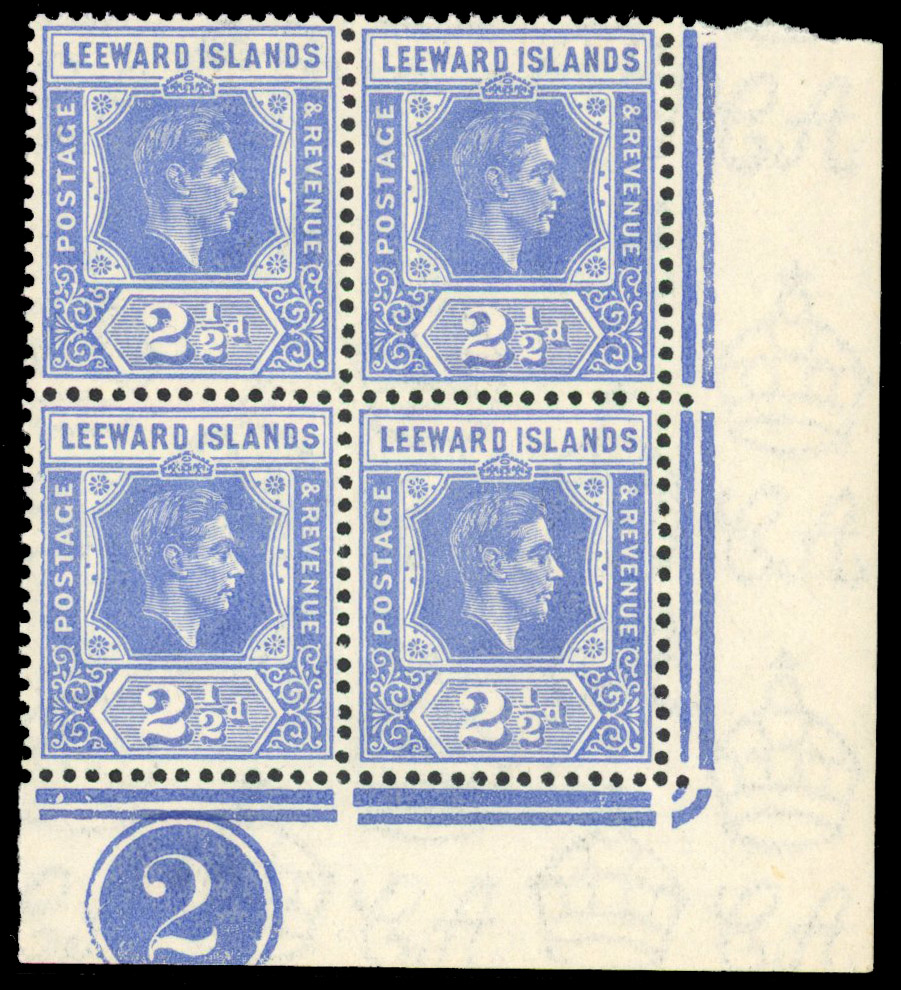Leeward Islands SG 105ab Plate block mint