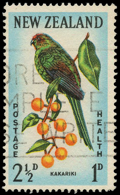 1962 2½d + 1d Kakariki with watermark...