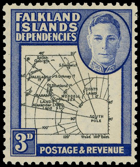 1946 Thick Map 3d unmounted o.g., Plate 1 R3/9 extra island. SG G4aa,...