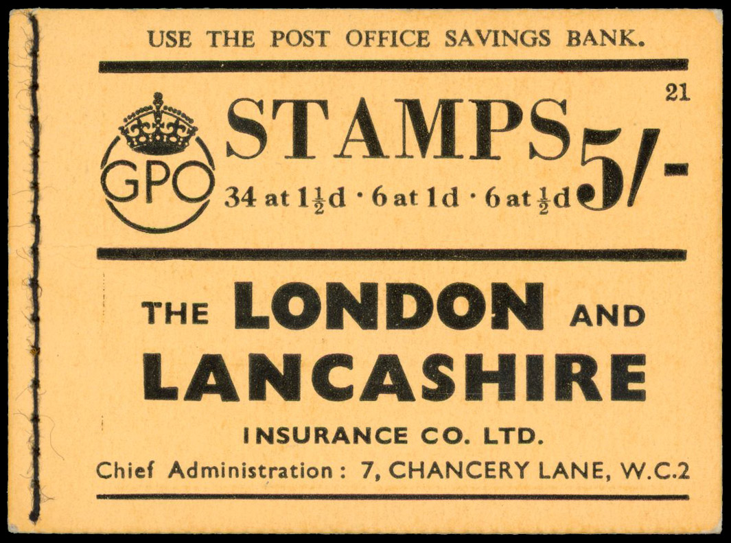 1938 5s Booklet (Edition 21). A very fine and fresh example. Scarce booklet. BD24. 
