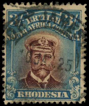 1917-20 3/- Head Die IIIA, perf 14. Used...