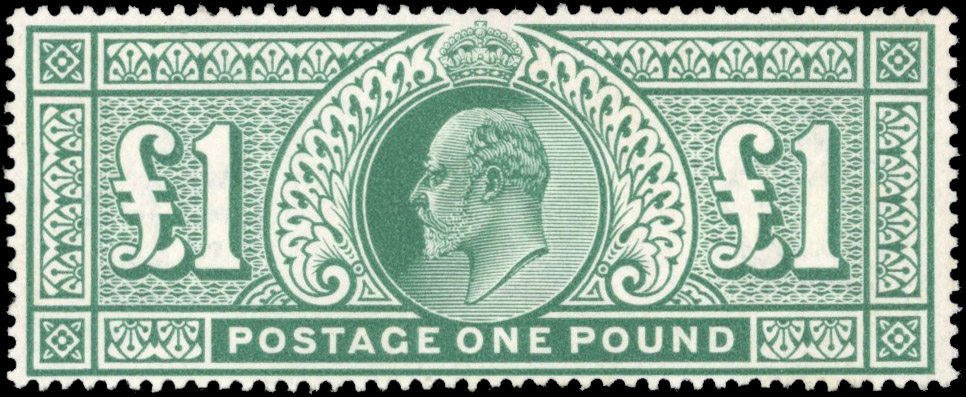 GB: 1902-10 £1 dull blue-green, mint unmounted og