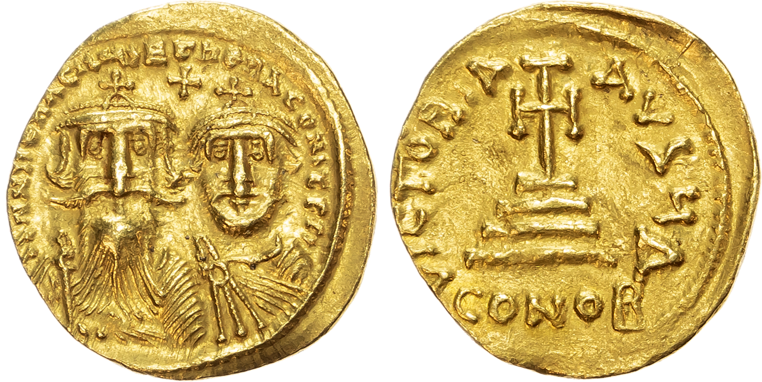 Heraclius, with Heraclius Constantine (AD 613-641) AV Solidus, Constantinople, AD 629-631, 4.36g. 