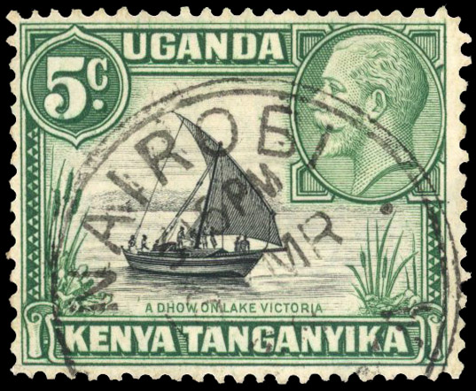 1935-37 5c black and green (type II), perf 13 x 12, lightly cancelled