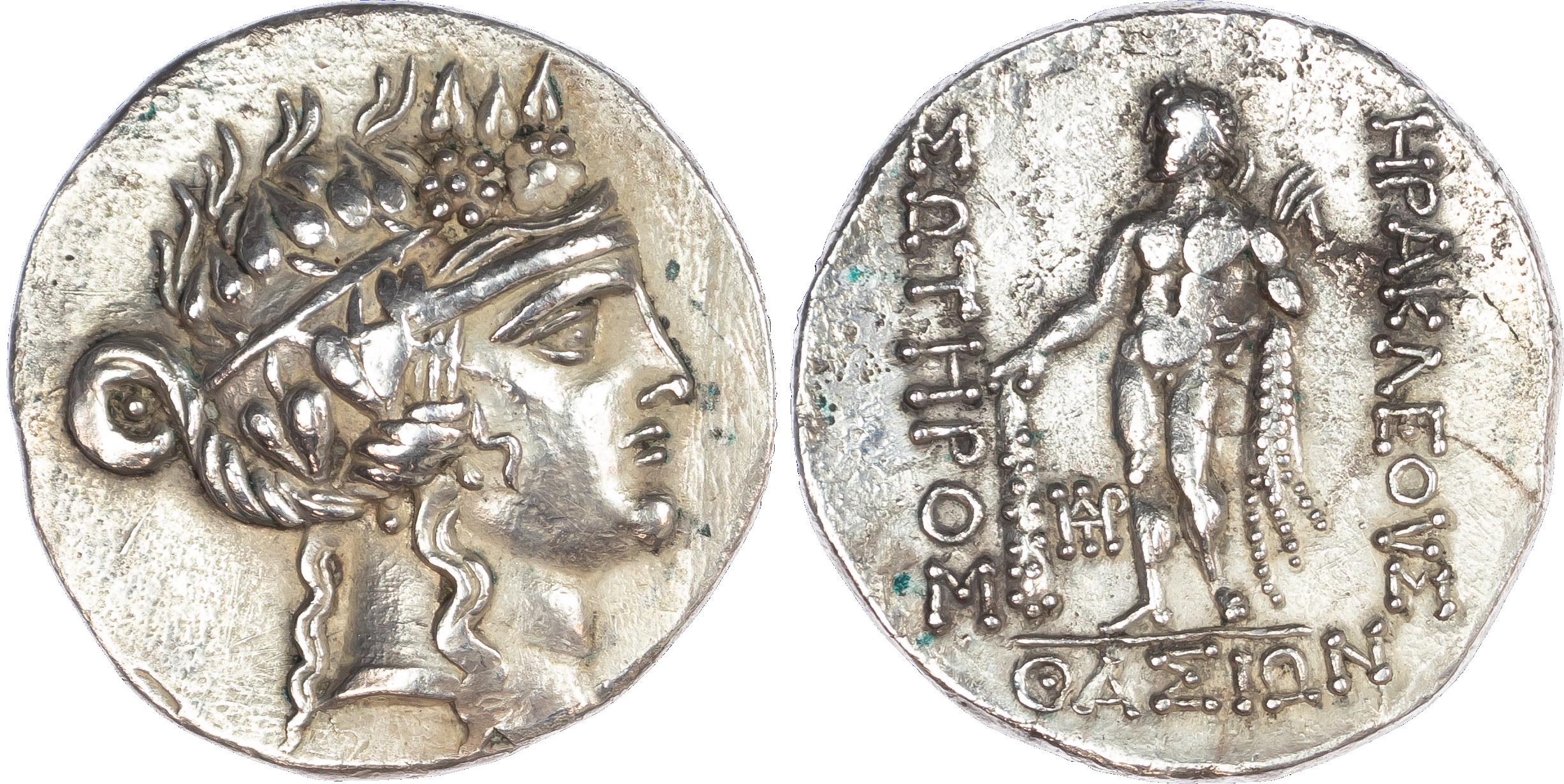 Islands off Thrace, Thasos (c. 150-140 BC) AR Tetradrachm, 16.56g. Head of young Dionysos facing right, wearing a wreath of