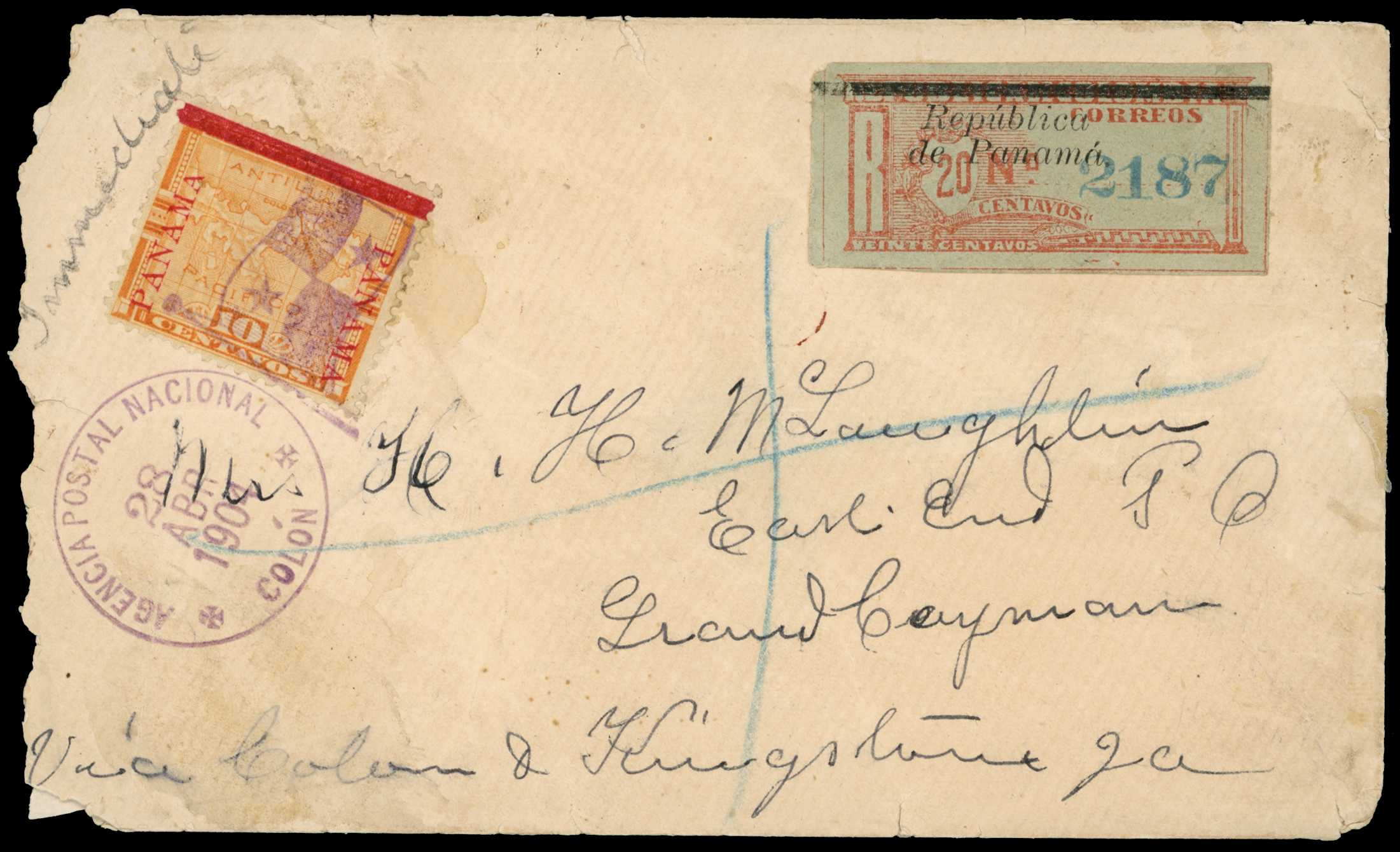 1904 Registered Panama cover addressed to...