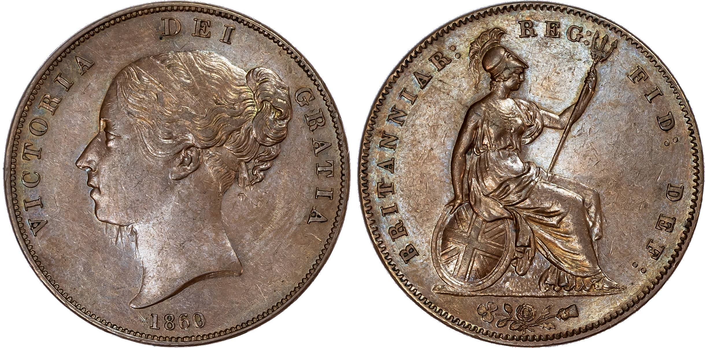 Victoria (1837-1901), Copper Penny, 1860/59