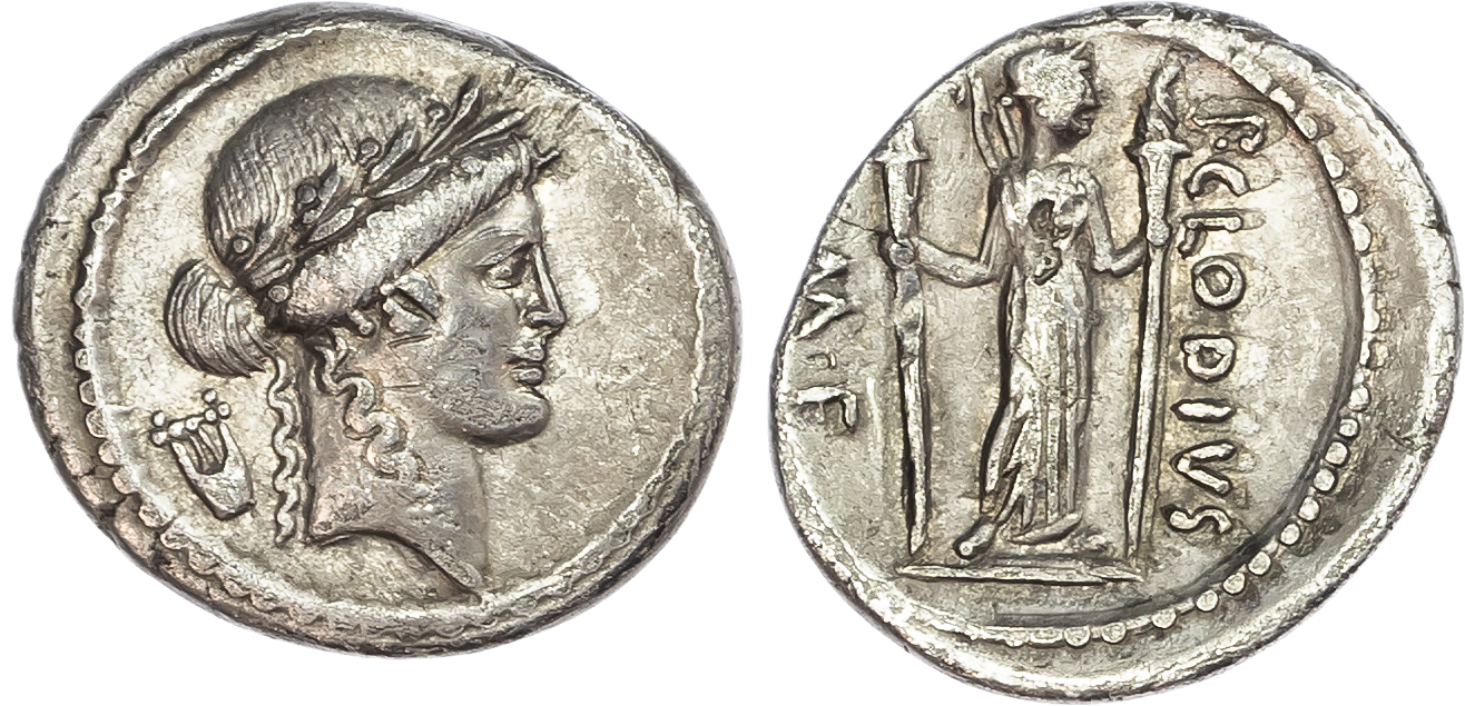 P. Clodius M. f. Turrinus (42 BC) AR Denarius, Rome, 3.60g.
