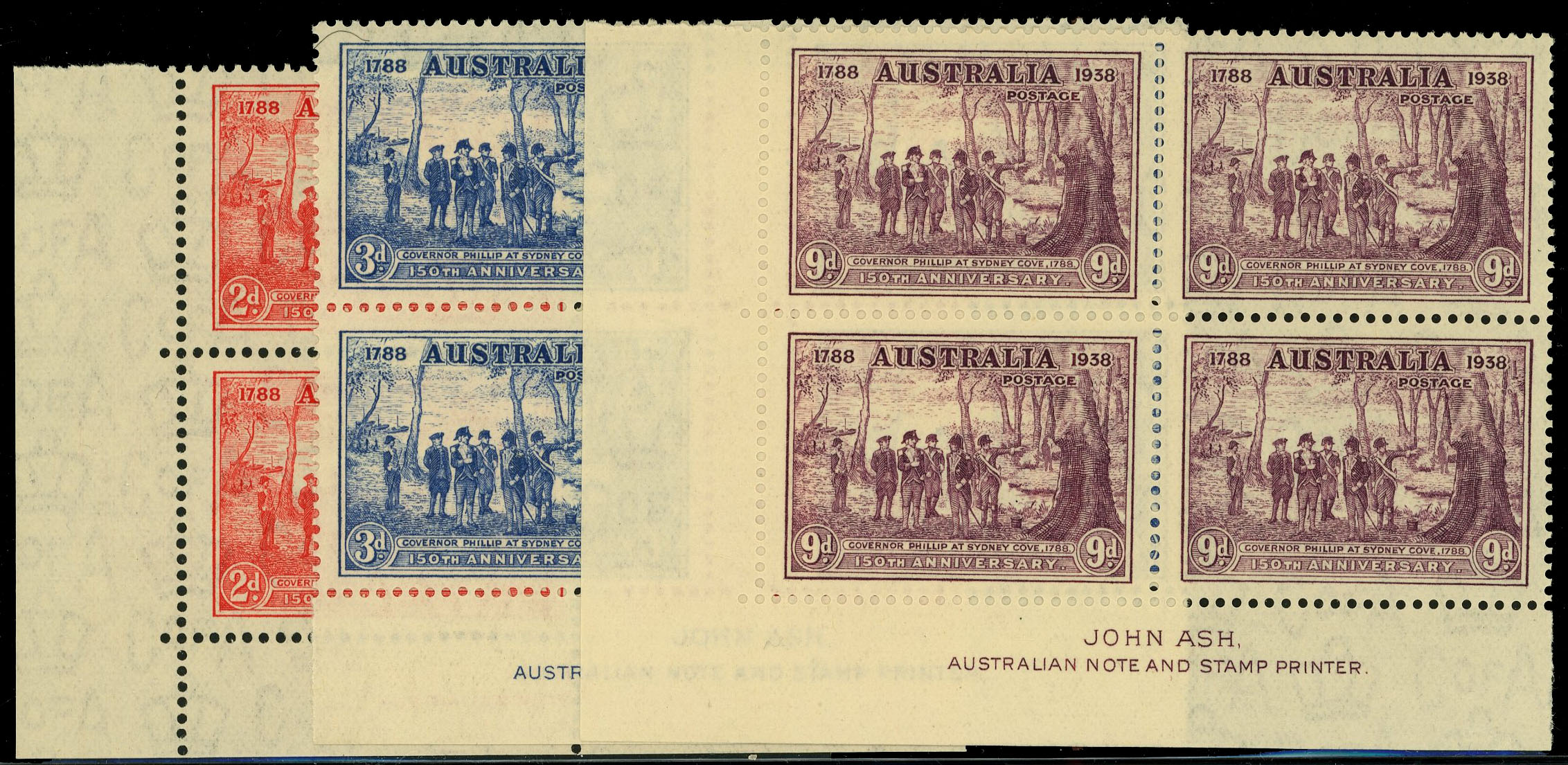 Australia SG 193-5 imprint blocks mint