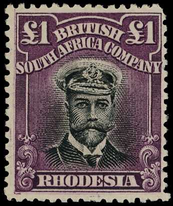 1913-7 £1 Head Die II, perf 14. Large part...