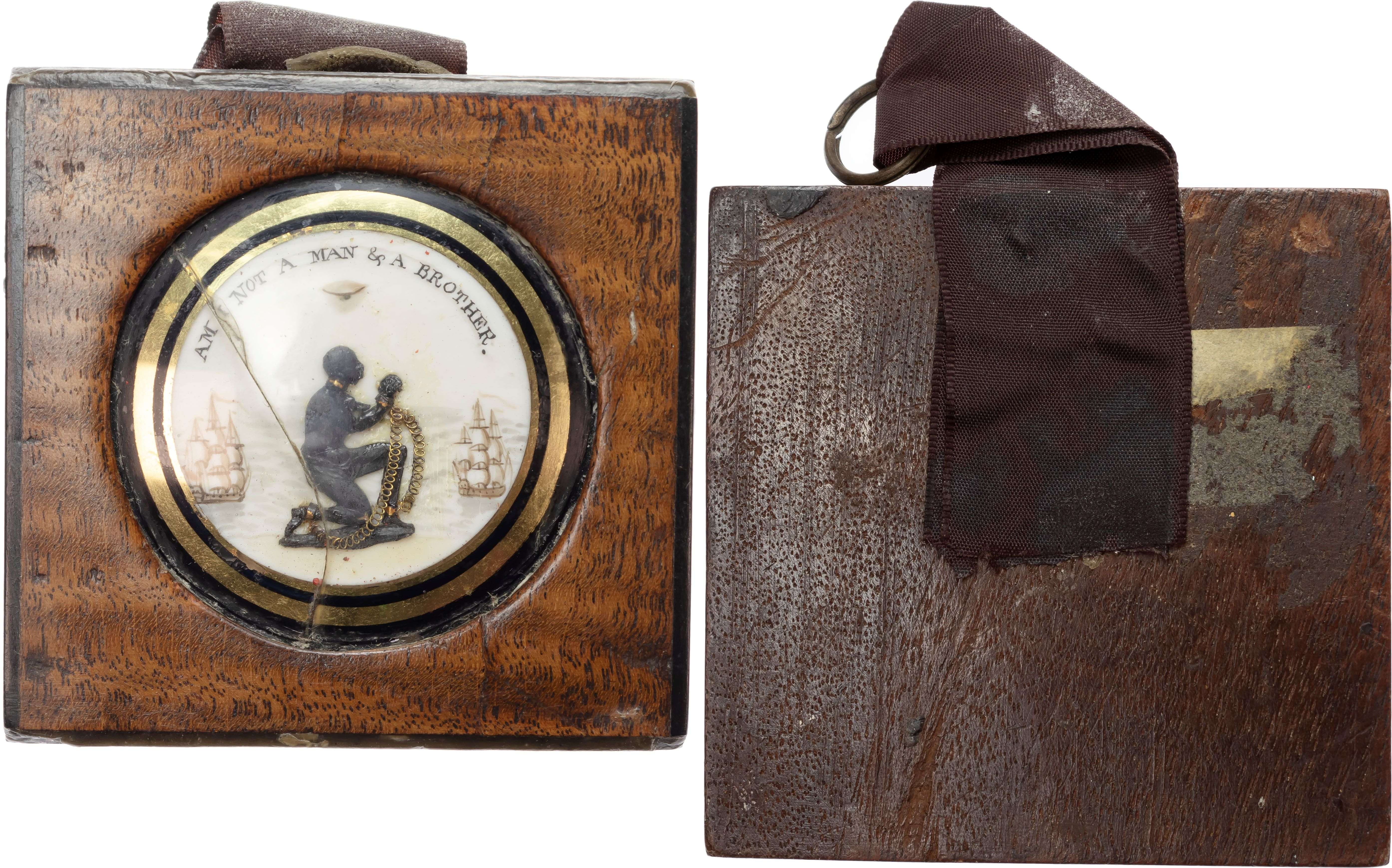 Anti-Slavery ceramic medallion, likely late 18th century and contemporary with Wedgewood (39mm).