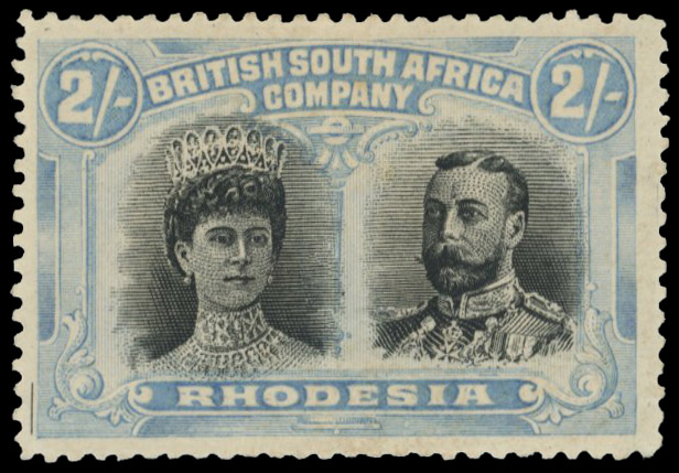 2s deep black and pale greyish blue RSC E, position 38 printer's mark mint