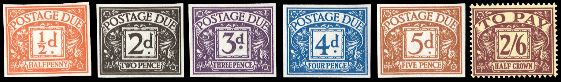 GB SGD40/45var 1954-55 1/2d-2s6d Postage Due Imprimaturs.