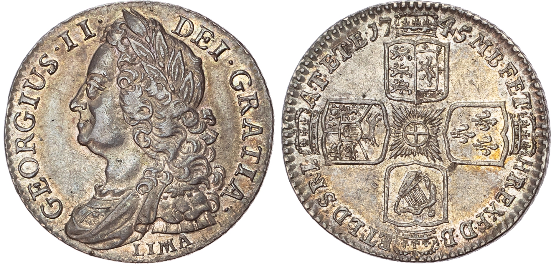 George II (1727-1760) Shilling, 1745.