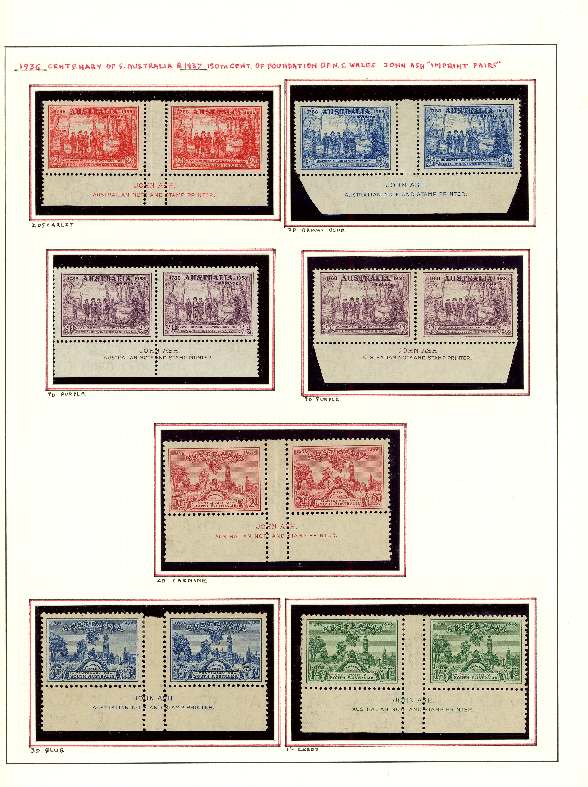 1936-56 imprint blocks and pairs with some...