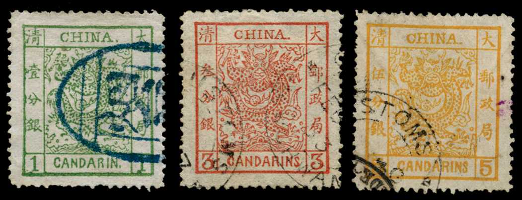 1882 1ca green, 3ca brown-red and...