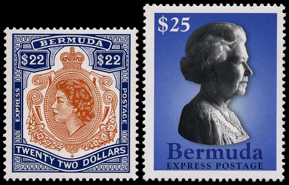 1996 $22 orange and royal blue and 2003...