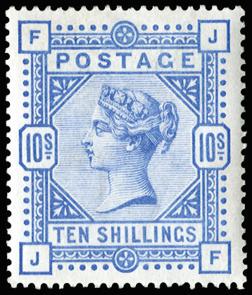 Great Britain 1883 10s Ultramarine. Very fine and fresh unused o.g. example lettered JF, lovely colour.…