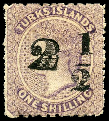 Turks Island SG 36 1881 2½ on 1s mint