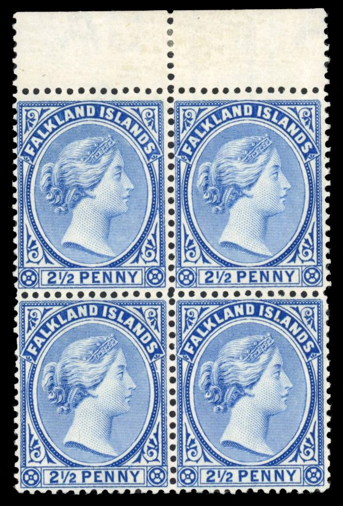 SG 30ax 1894-6 2½d ultramarine watermark reversed block mint