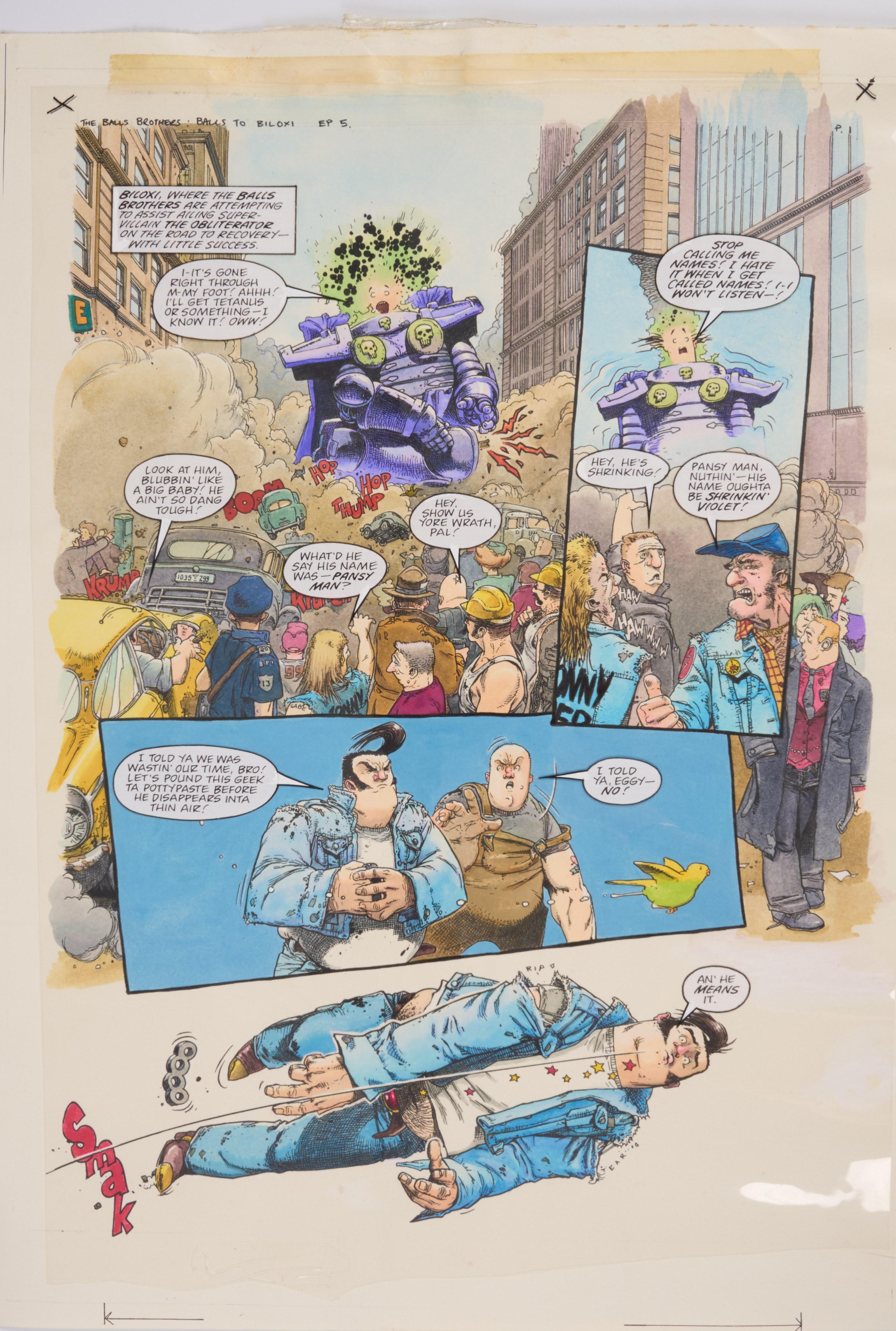 Kevin Walker 2000 AD Prog #1145 The Balls Brothers Episode 5 Story Pages (Fleetway, 1999) Total 6 Pages.