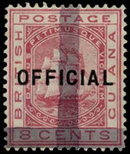 BR GUIANA SG 148 1878 (23 Nov) (2c) on 8c OFFICIAL prov lpog