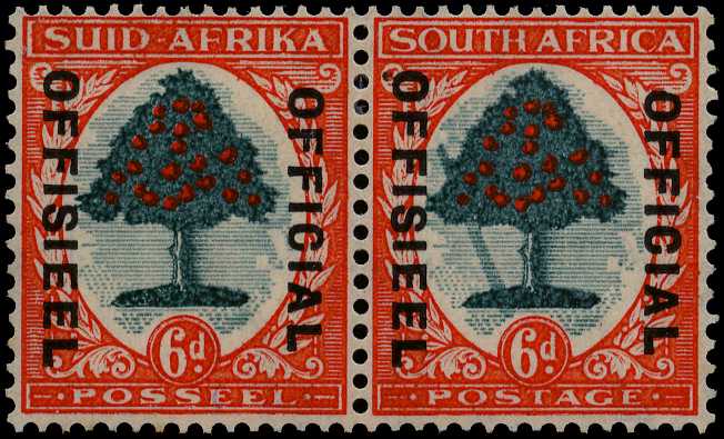 OFFICIALS: 1935-49 6d green and vermilion...