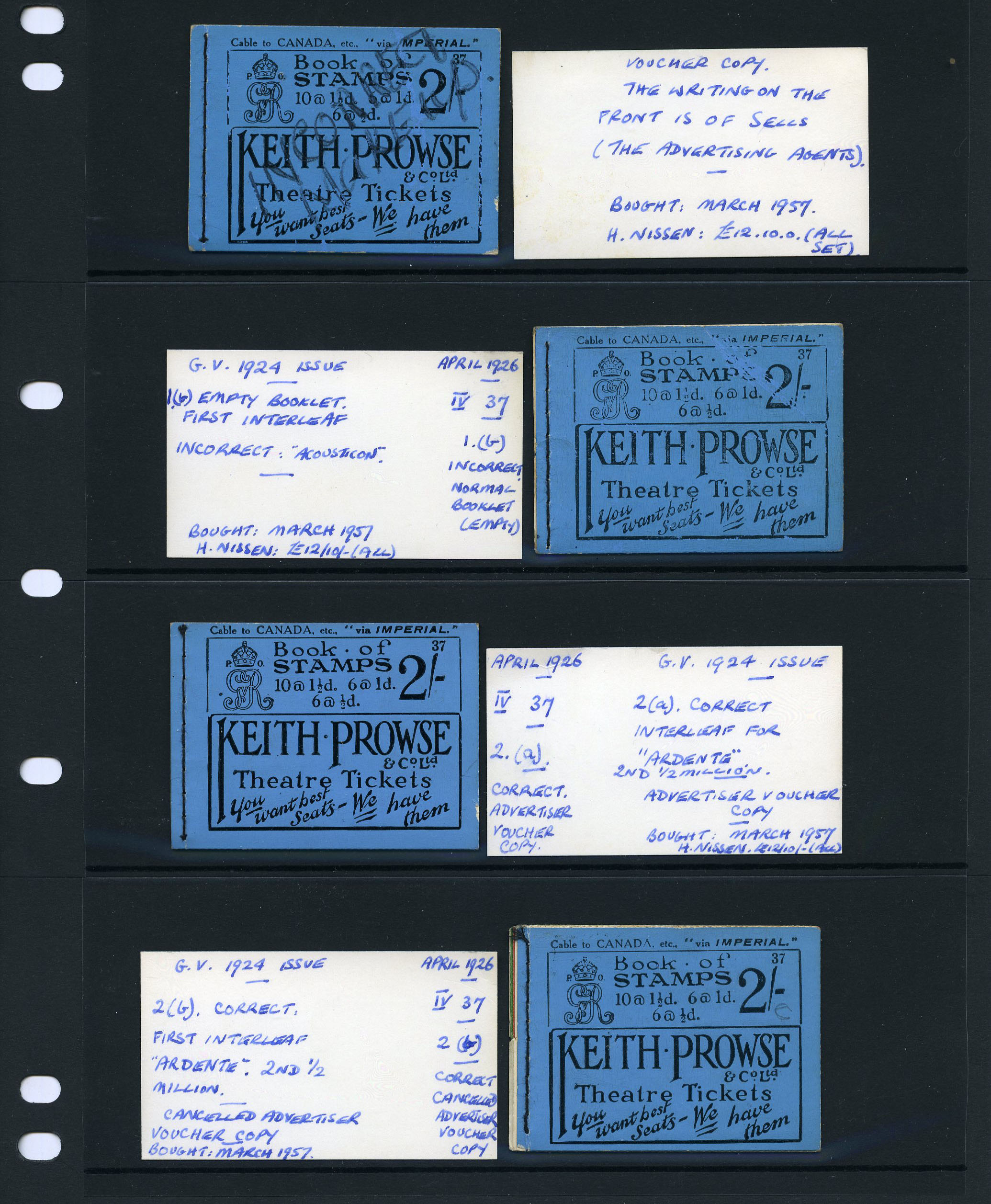 1926 (April - May) 2/- booklets (#37-8)....