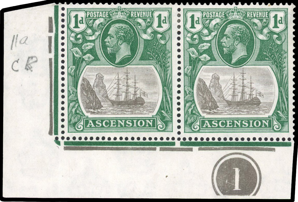 Ascension SG 11dc Plate pair mint