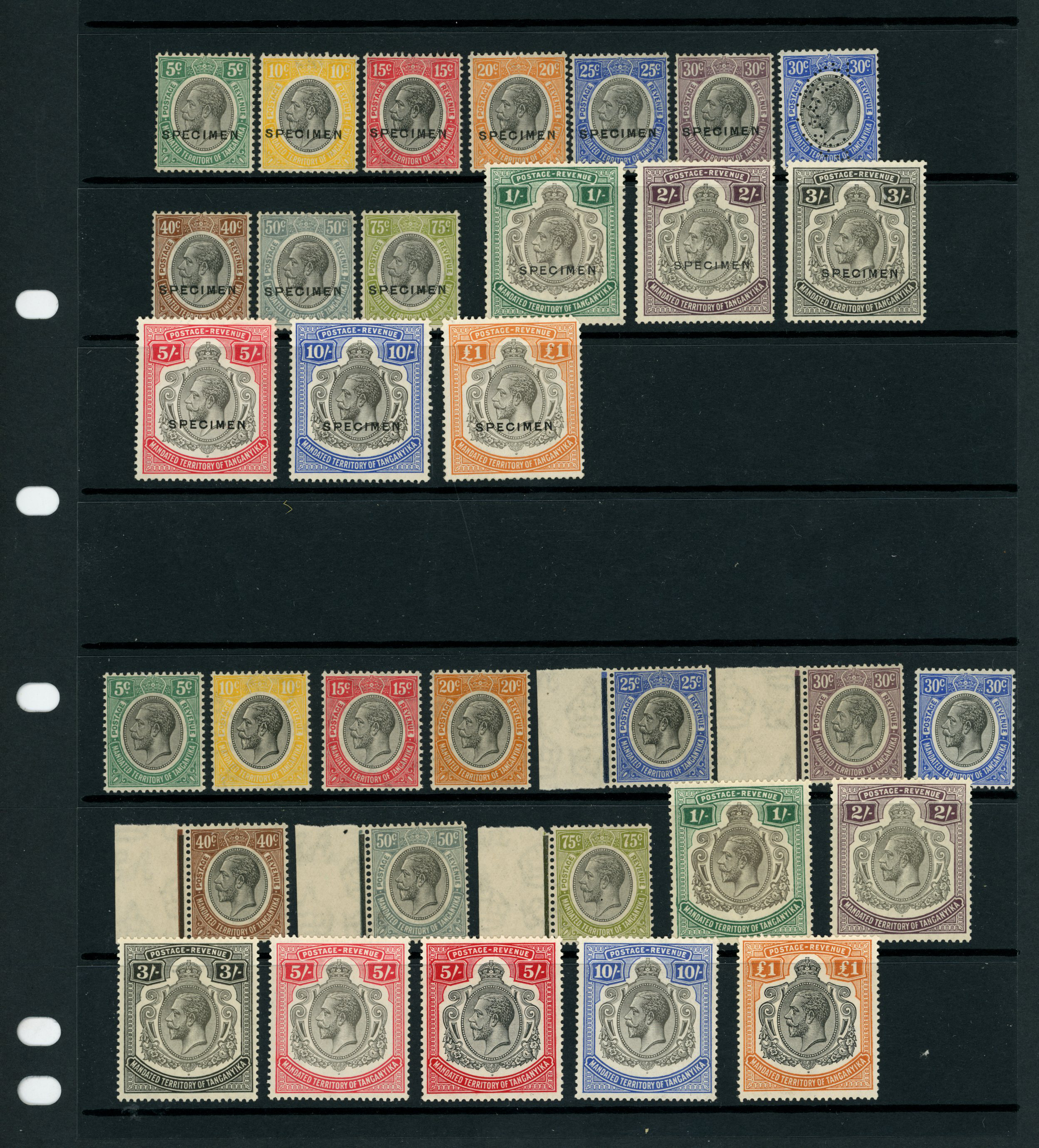 1927-31 KGV issue to £1, with additional shade...