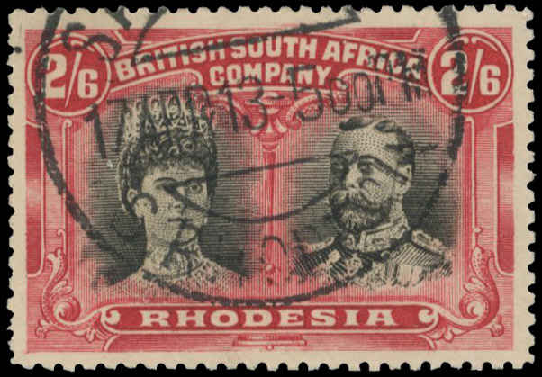 2s6d black and lake SG 155, position 13 printer's mark CTO