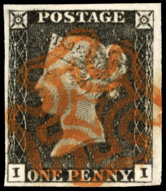 1840 1d Black plate 6 (II) neatly cancelled by red MC SG 2/Spec. AS41