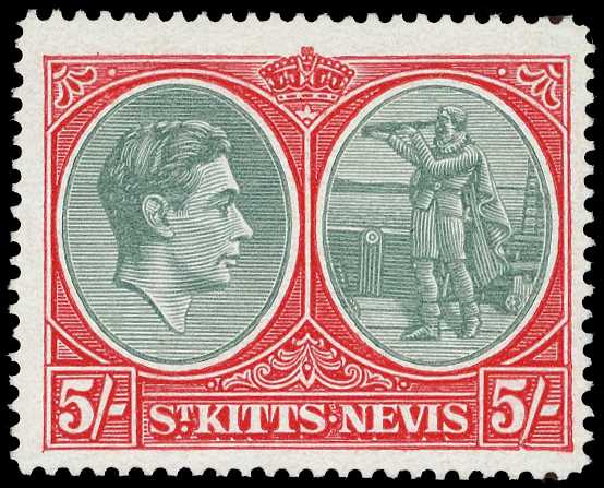 1938-50 5s bluish green and scarlet,...