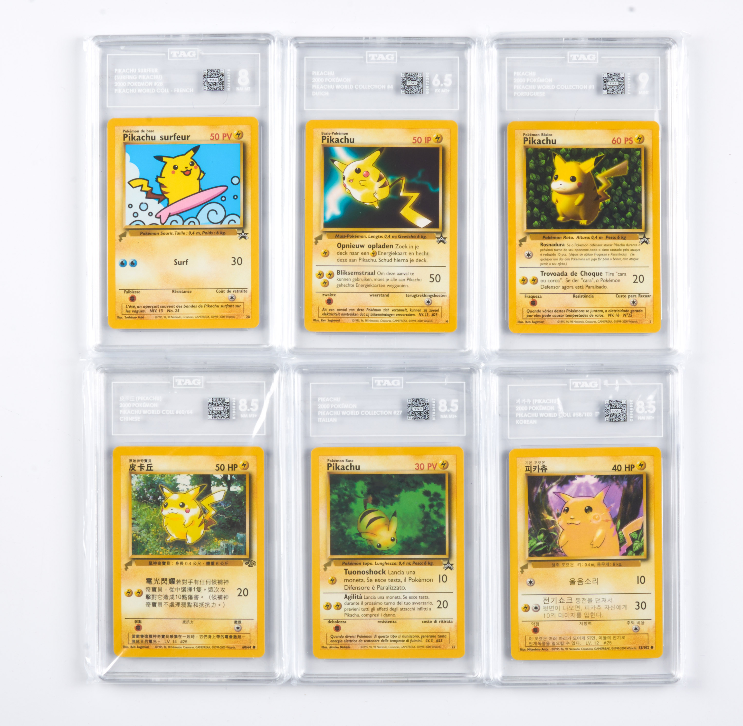 Pikachu World Collection TAG Graded Collection (x6 Cards)