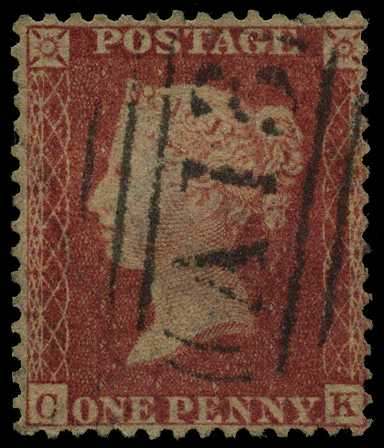 GB USED ABROAD: 1857 1d rose-red cancelled...