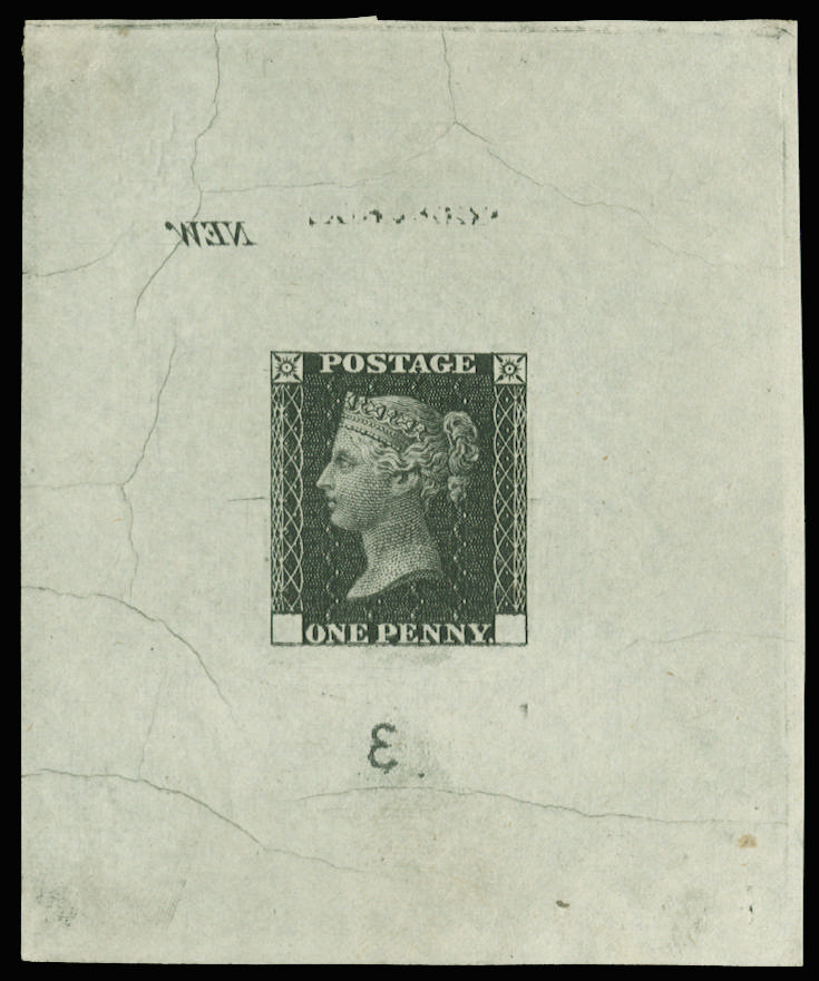 GB SG DP29a 1871 1d Ormond Hill Die Proof in black