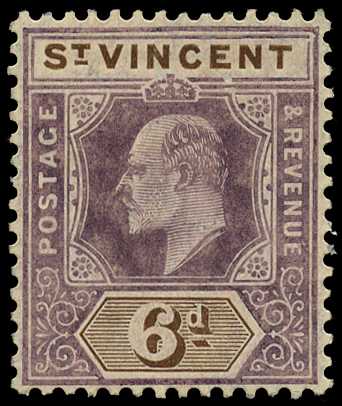 1905 6d dull purple and brown watermark MCA,...