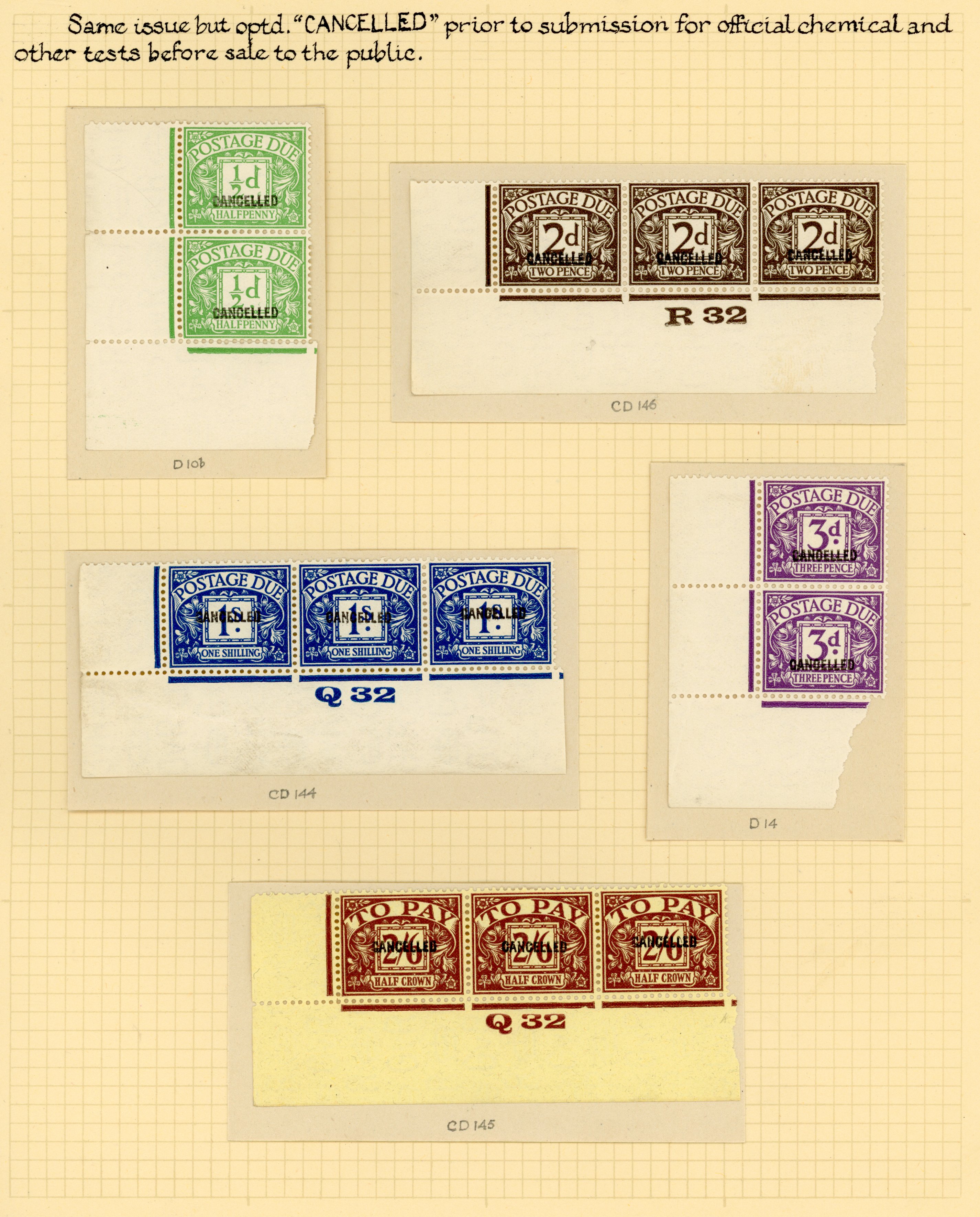 Great Britain Postage Dues SG D10-D18 optd CANCELLED