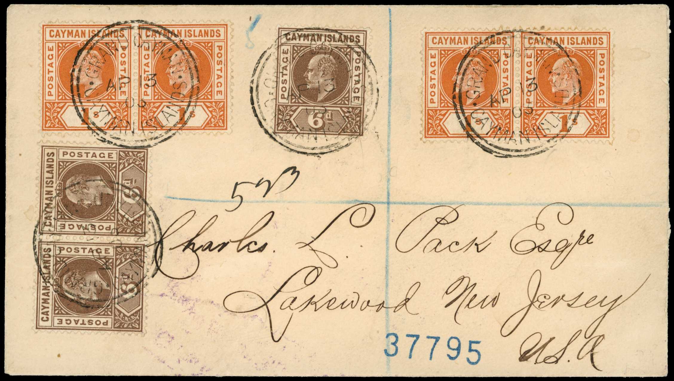 1903 Lovely pair of over franked...