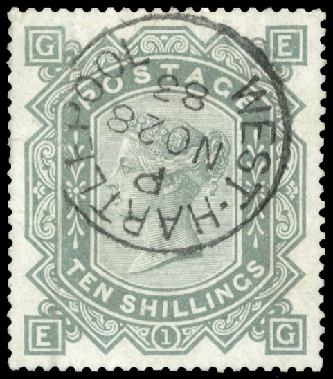 GB SG 131 1867 10s blued paper used