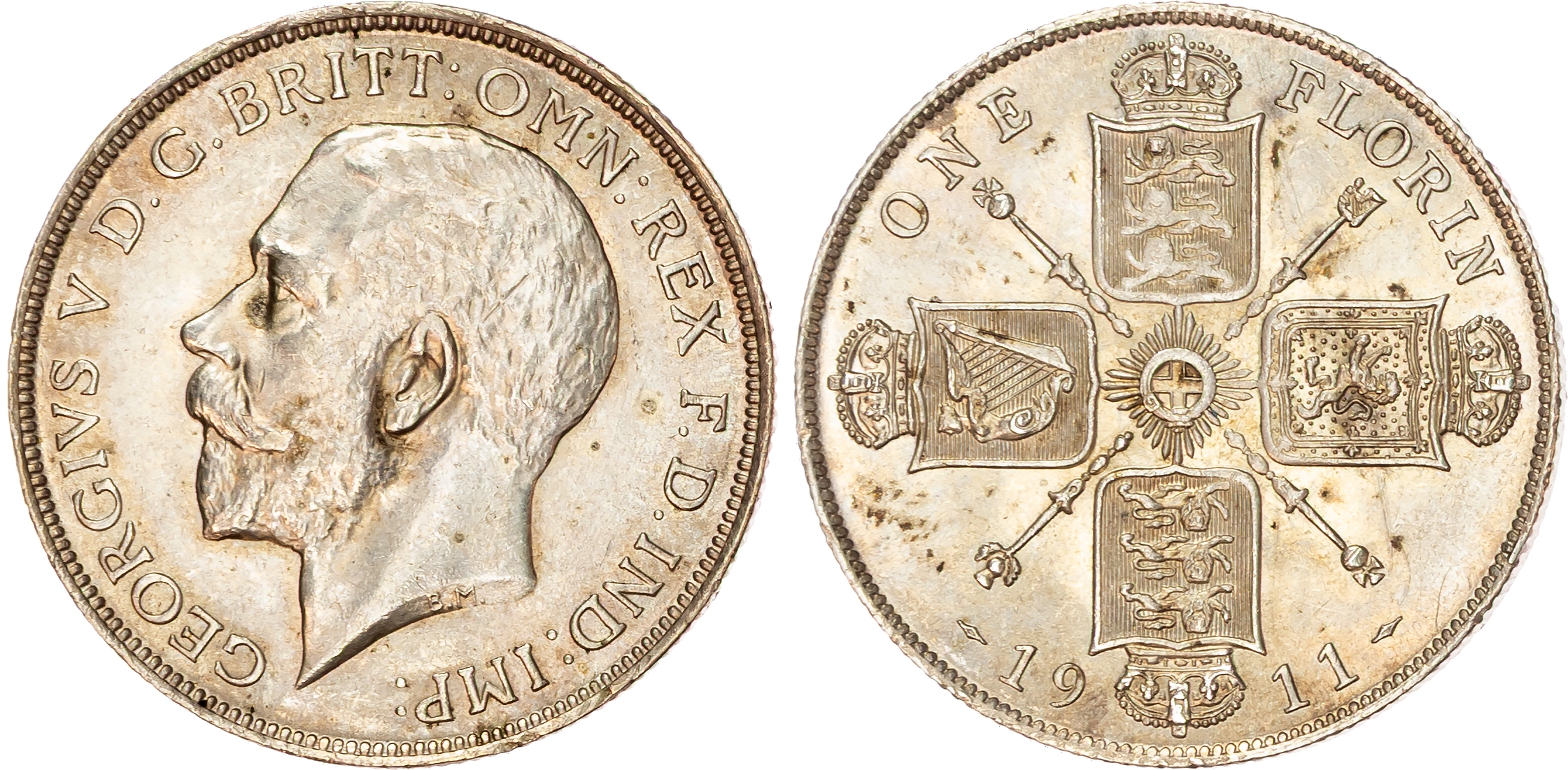 George V (1910‑1936), AR Florin, 1911.
