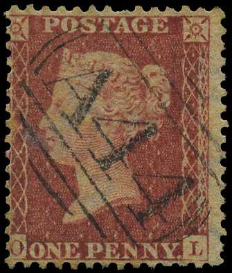 GB USED ABROAD: 1857 1d rose-red cancelled...