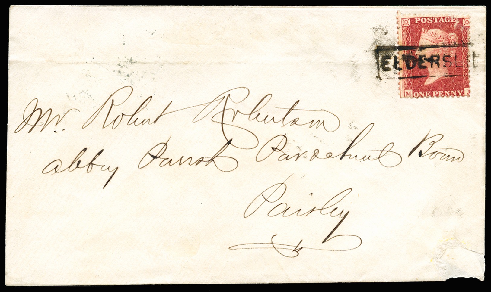 1859 1d Rose-red Pl.34. Fine envelope sent from...
